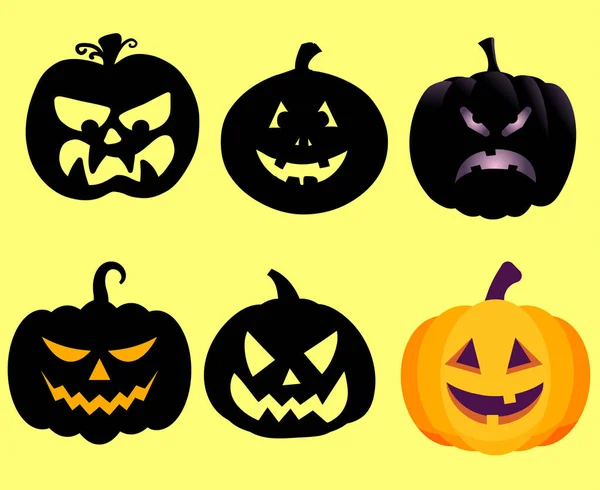 Kürbis Halloween Objekte Zeichen Symbole Vektor Illustration Abstrakt Mit Gelbem — Stockvektor