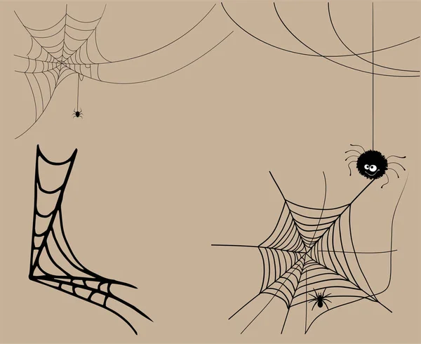 Örümcek Siyah Nesneler Şaretler Semboller Vektör Llüzyonu Özeti Kahverengi Arkaplan — Stok Vektör