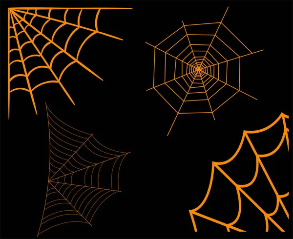 Spider Orange Objects Signs Symbols Vector Illustration Abstract Black Background — 스톡 벡터