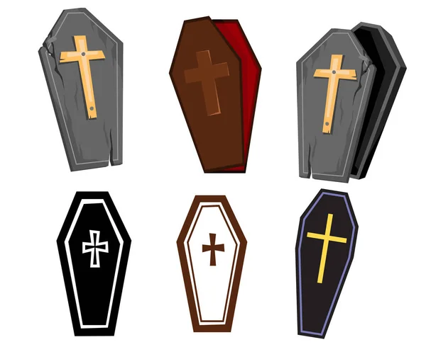 Tombs Black Brown Gray Objects Signs Symbols Vector Rip Illustration — 스톡 벡터