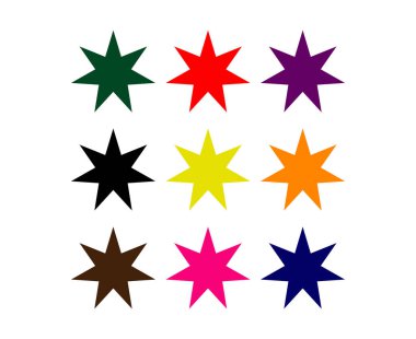 Yıldız Şekli Simge Koleksiyonu Milticolor Tasarım Elementleri Vektör İllüstrasyonu