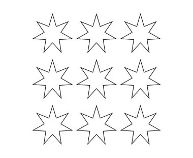 Yıldız Şekli Simgesi Tasarım Siyah Elementler Vektör İllüstrasyonu