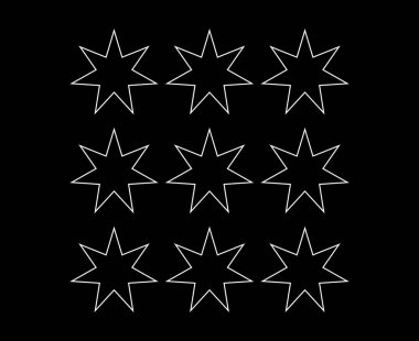 Yıldız Şekli Simgesi Tasarım Siyah ve Beyaz Elementler Vektör İllüstrasyonu