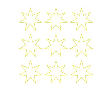 Yıldız Şekli Simgesi Tasarım: Sarı Elementler Vektör İllüstrasyonu