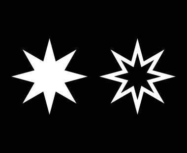 Star Shape Icon And Star Outline Stroke Black And White Design Symbol Vector Illustration