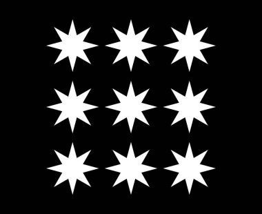 Yıldız Şekli Simge Koleksiyonu Siyah ve Beyaz Tasarım Elementleri Vektör İllüstrasyonu