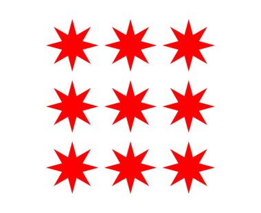 Yıldız Şekli Simgesi Koleksiyonu Kırmızı Tasarım Elementleri Vektör Resimleri