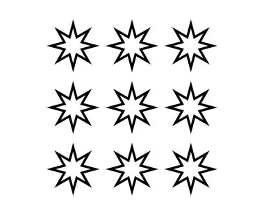 Star Shape Outline Icon Collection Black Design Element Vector Illustration