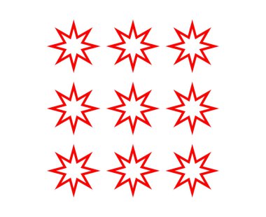 Star Shape Outline Icon Collection Red Design Element Vector Illustration
