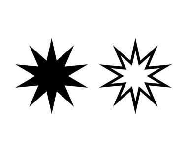 Star Shape And Star Outline Stroke Black Creative Design Symbol Vector Illustration