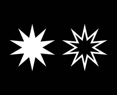 Star Shape And Star Outline Stroke Black And White Creative Design Symbol Vector Illustration