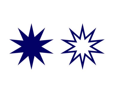 Star Shape And Star Outline Stroke Blue Creative Design Symbol Vector Illustration