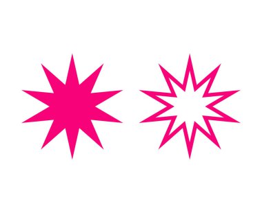 Star Shape And Star Outline Stroke Pink Creative Design Symbol Vector Illustration