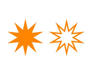 Star Shape And Star Outline Stroke Orange Creative Design Symbol Vector Illustration