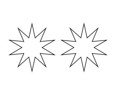 Star Shape Black Outline Stroke Elements Creative Design Vector Illustration