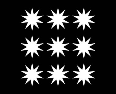 Star Shape Collection Black And White Elements Creative Design Vector Illustration