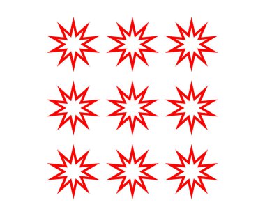 Star Shape Outline Collection Red Element Creative Design Vector Illustration