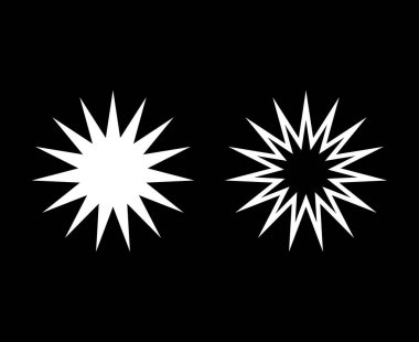 Star Shape And Star Outline Stroke Black And White Color Creative Design Symbol Vector Illustration