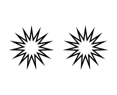 Star Shape Outline Black Color Stroke Elements Creative Design Vector Illustration