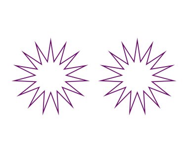 Star Shape Purple Color Outline Stroke Elements Creative Design Vector Illustration
