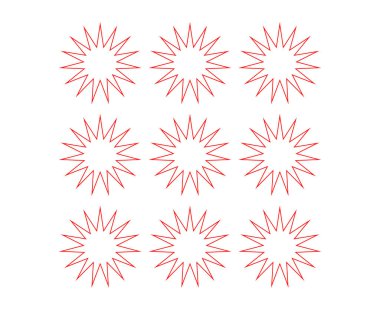 Star Shape Outline Collection Red Color Elements Creative Design Vector Illustration