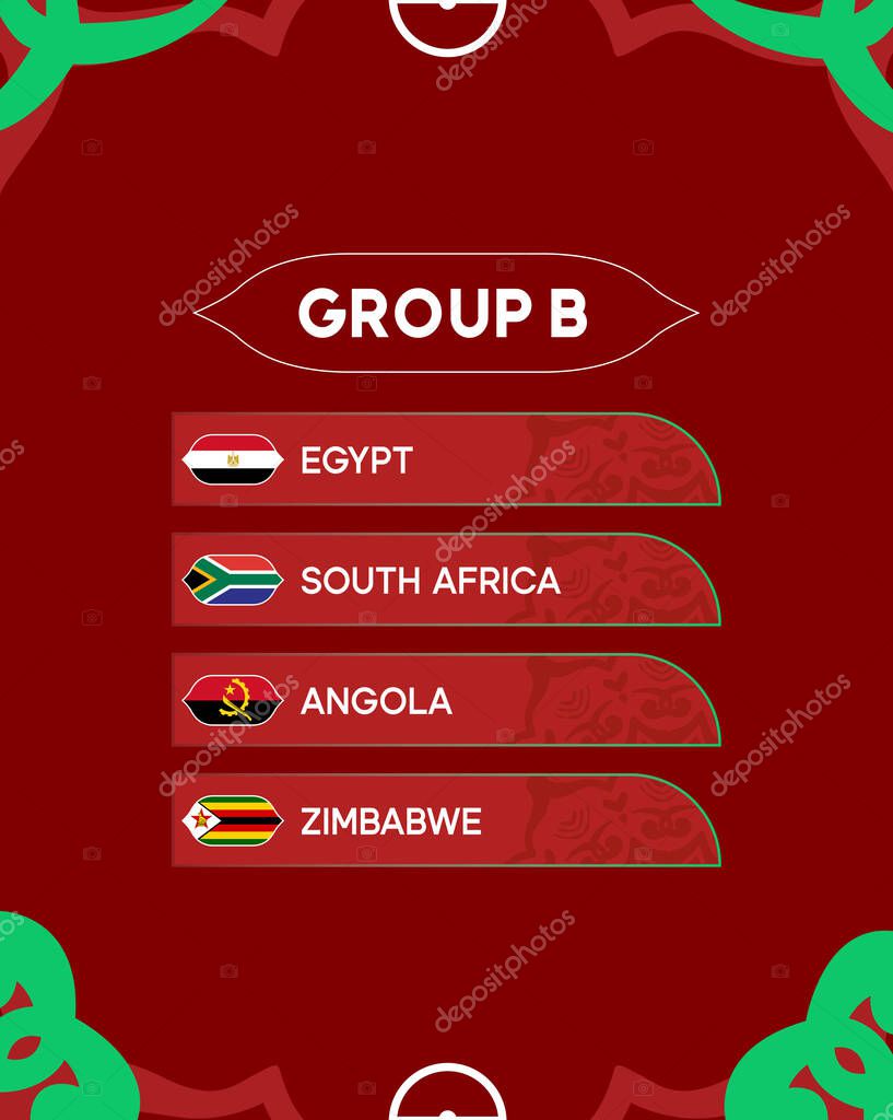 African Nations Morocco 2025 Group B Flags Countries Teams African Football Symbol Logo Design Vector Illustration