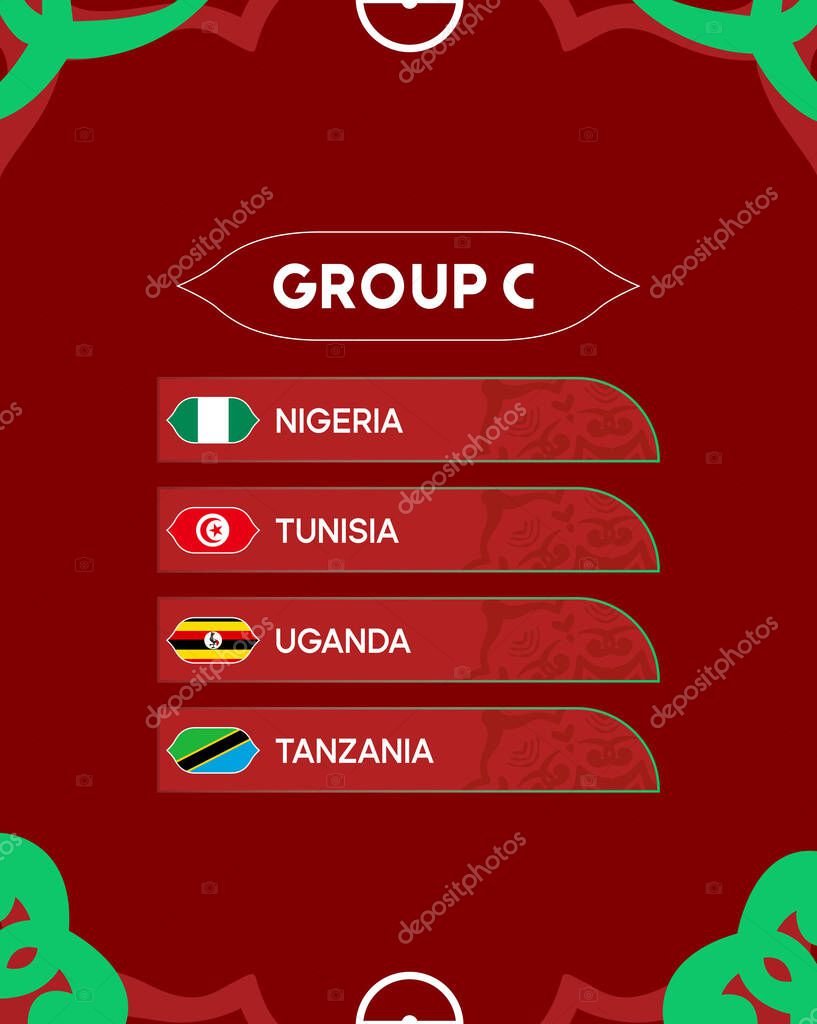 African Nations Morocco 2025 Group C Flags Countries Teams African Football Symbol Logo Design Vector Illustration