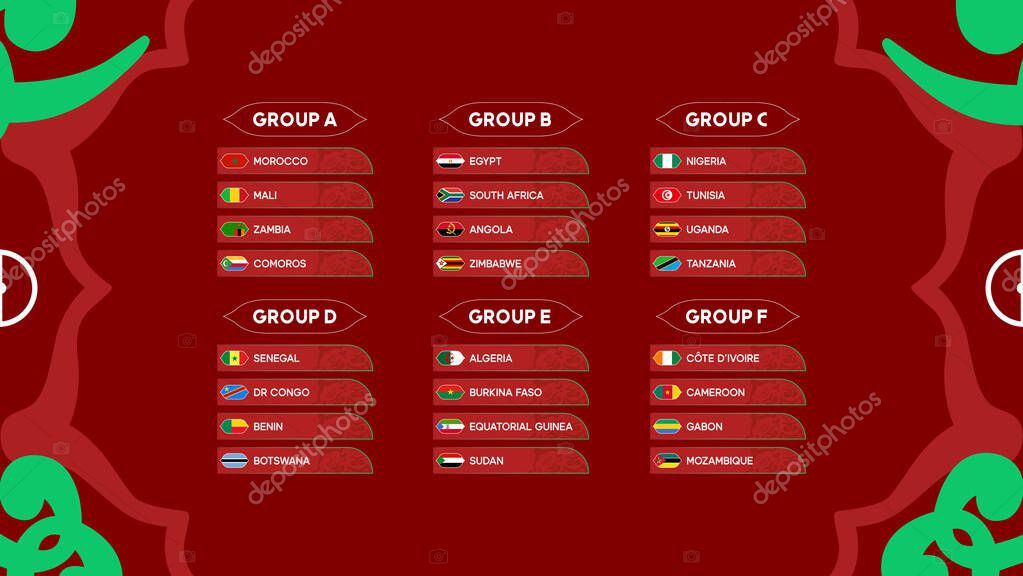 African Nations Morocco 2025 Groups Flags Countries Teams African Football Symbol Logo Design Vector Illustration