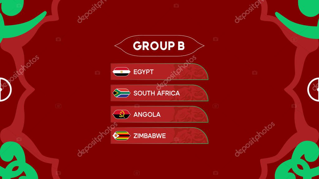 African Nations Morocco 2025 Group B Teams Flags Countries African Football Design Vector Illustration