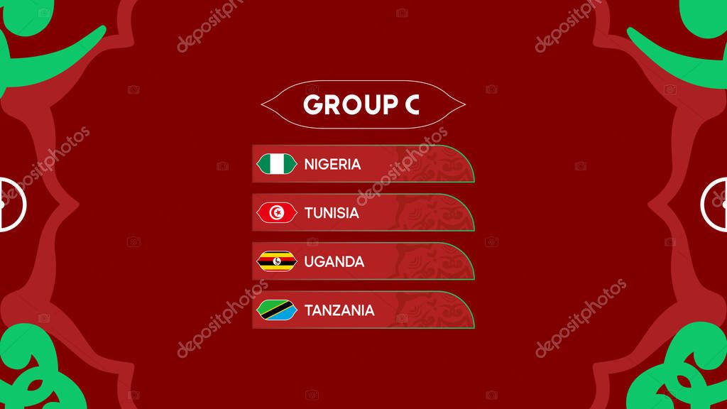 African Nations Morocco 2025 Group C Teams Flags Countries African Football Design Vector Illustration