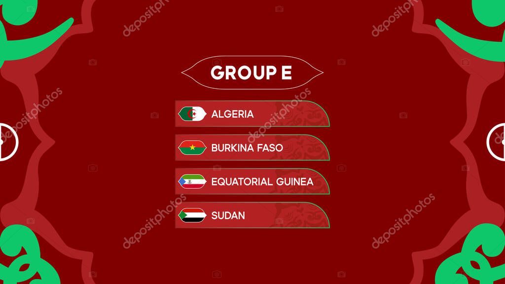 African Nations Morocco 2025 Group E Teams Flags Countries African Football Design Vector Illustration
