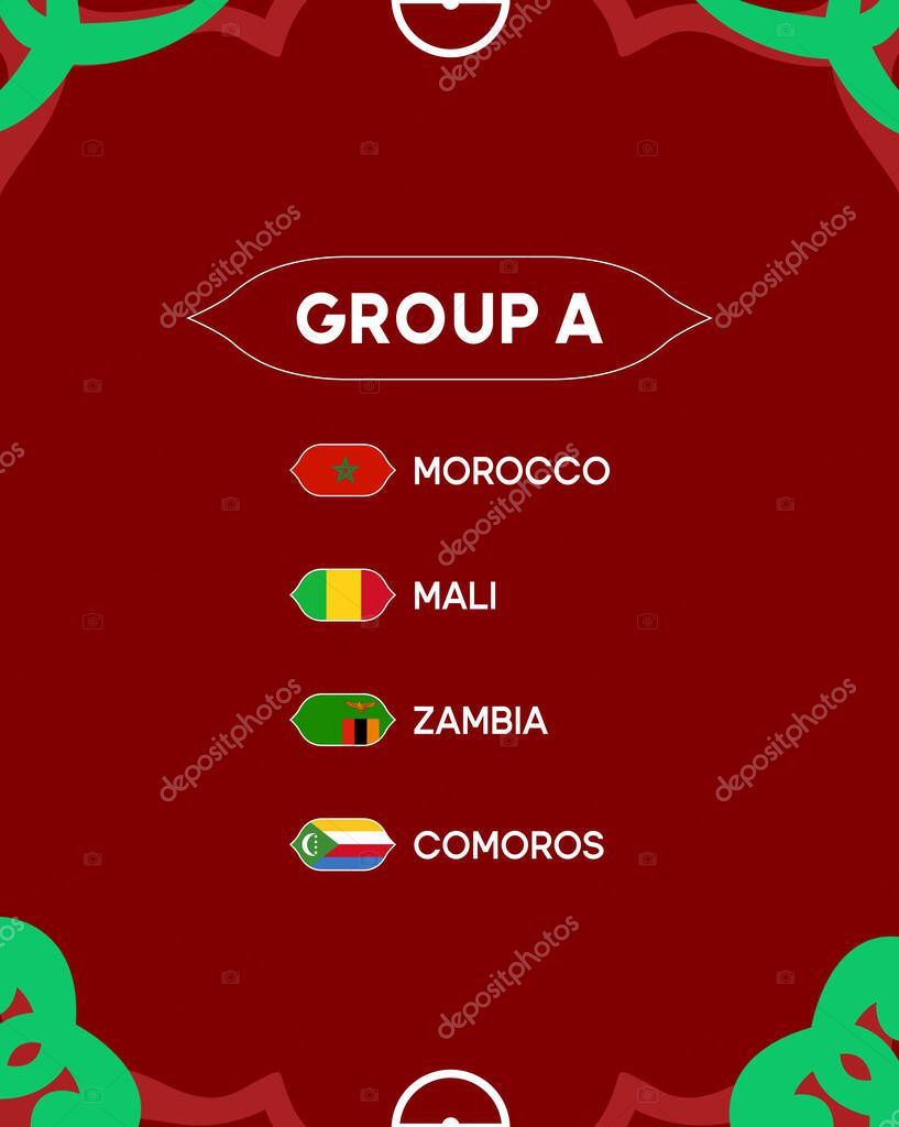 African Nations Morocco 2025 Group A Teams Flags Countries African Football Symbol Logo Design Vector Illustration