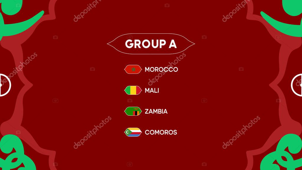 African Nations Morocco 2025 Group A Flags Teams Countries African Football Symbol Logo Design Vector Illustration