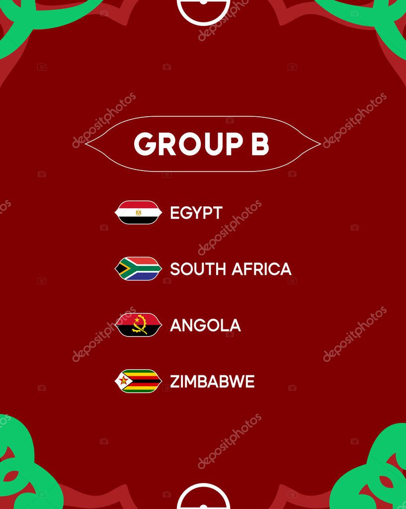 African Nations Morocco 2025 Group B Teams Flags Countries African Football Symbol Logo Design Vector Illustration
