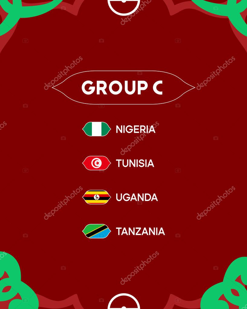 African Nations Morocco 2025 Group C Teams Flags Countries African Football Symbol Logo Design Vector Illustration