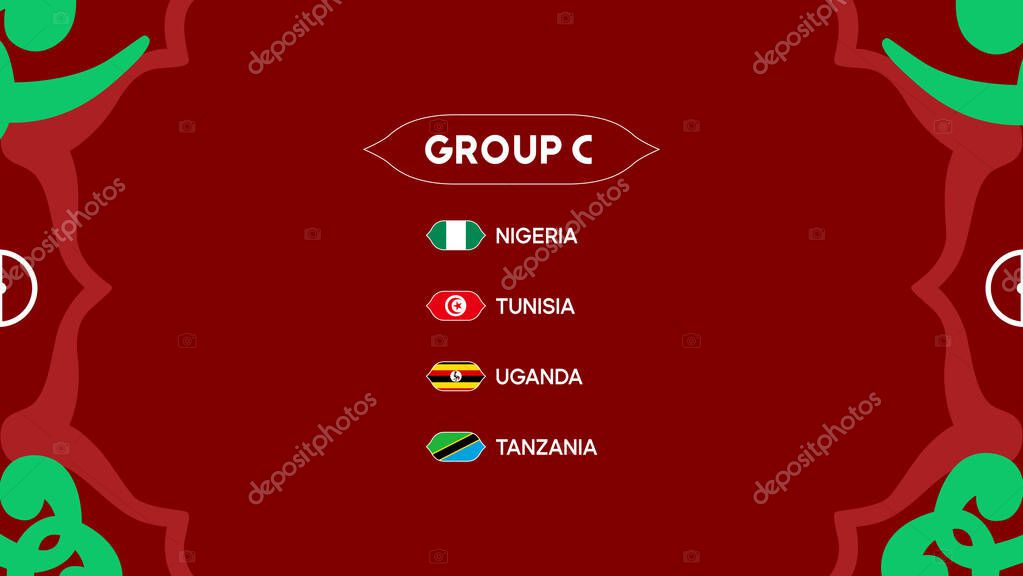 African Nations Morocco 2025 Group C Flags Teams Countries African Football Symbol Logo Design Vector Illustration
