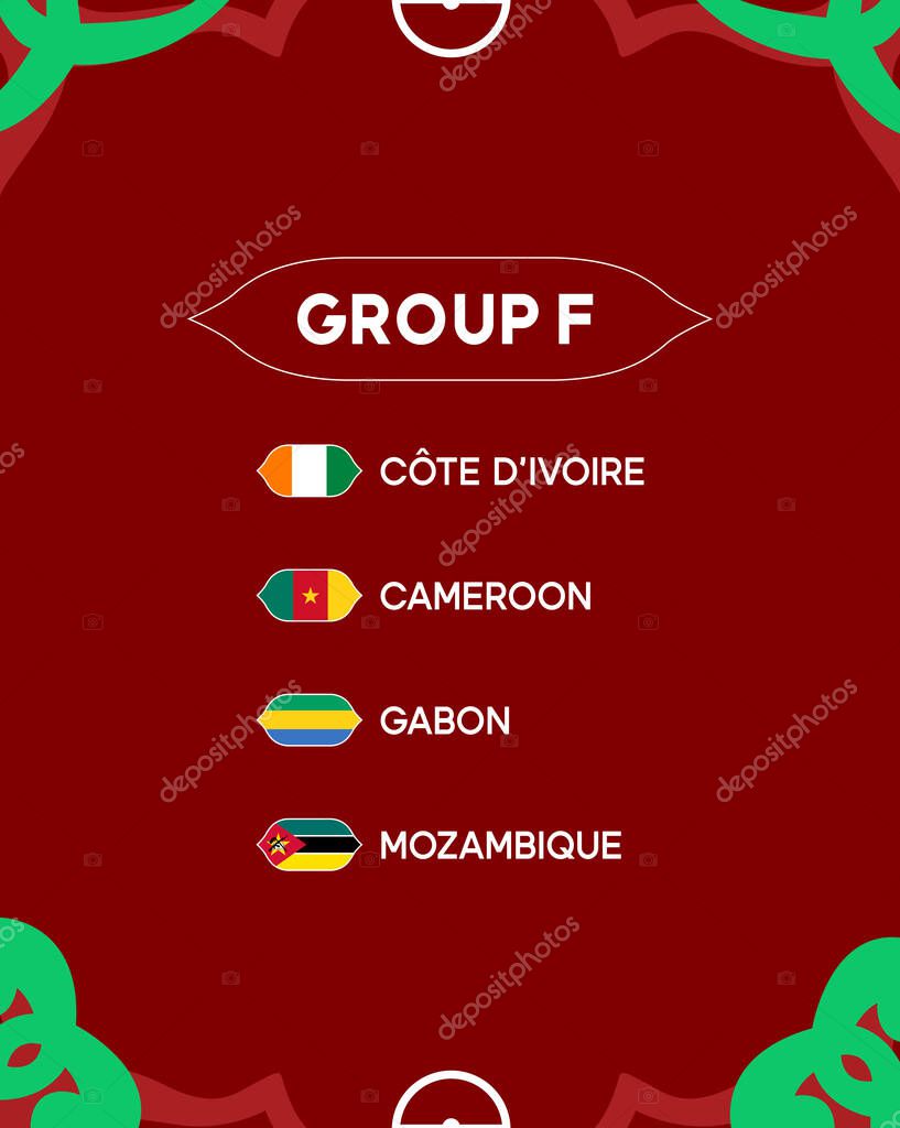 African Nations Morocco 2025 Group F Flags Teams Countries African Football Symbol Logo Design Vector Illustration