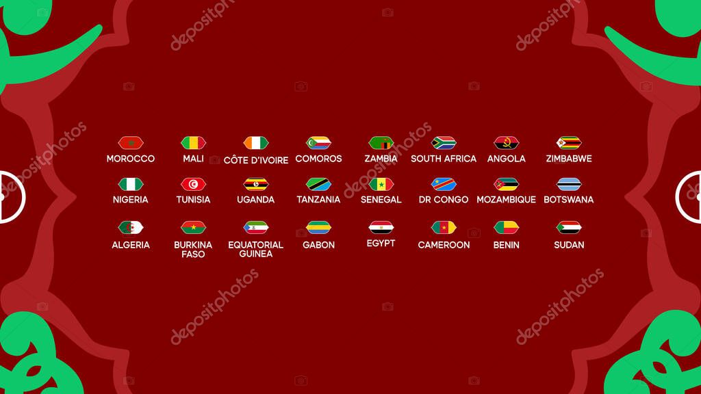 African Nations Morocco 2025 Emblem Flags Countries African Football Symbol Logo Design Vector Illustration