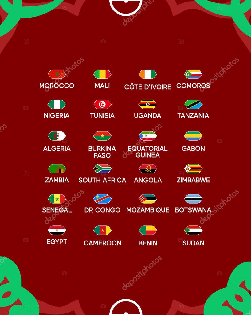 African Nations Morocco 2025 Flags Emblem Countries Teams African Football Symbol Logo Design Vector Illustration