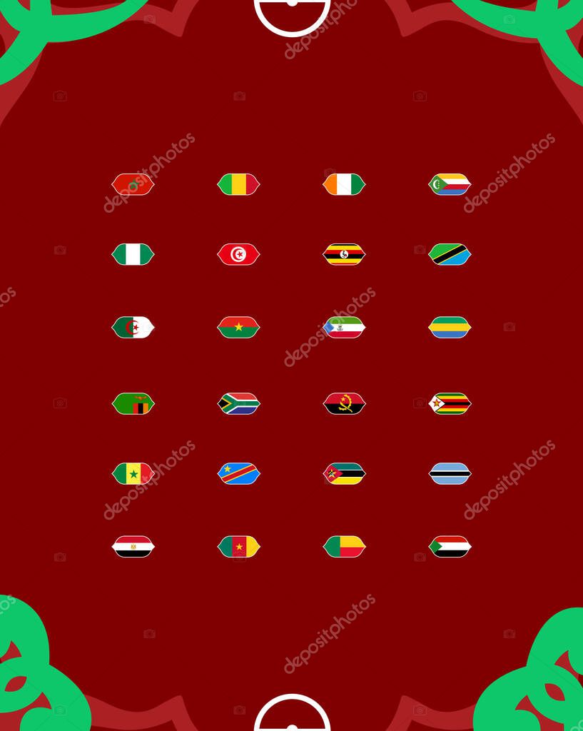 African Nations Morocco 2025 Flags Countries Teams African Football Symbol Logo Design Vector Illustration