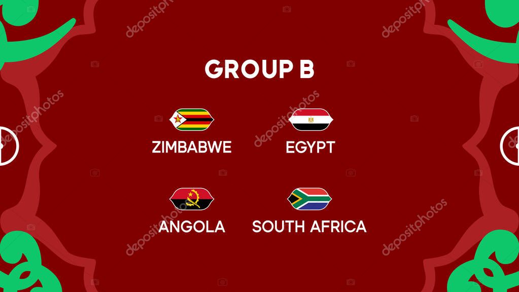 African Nations Morocco 2025 Teams Group B Flags Countries Design African Football Vector Illustration
