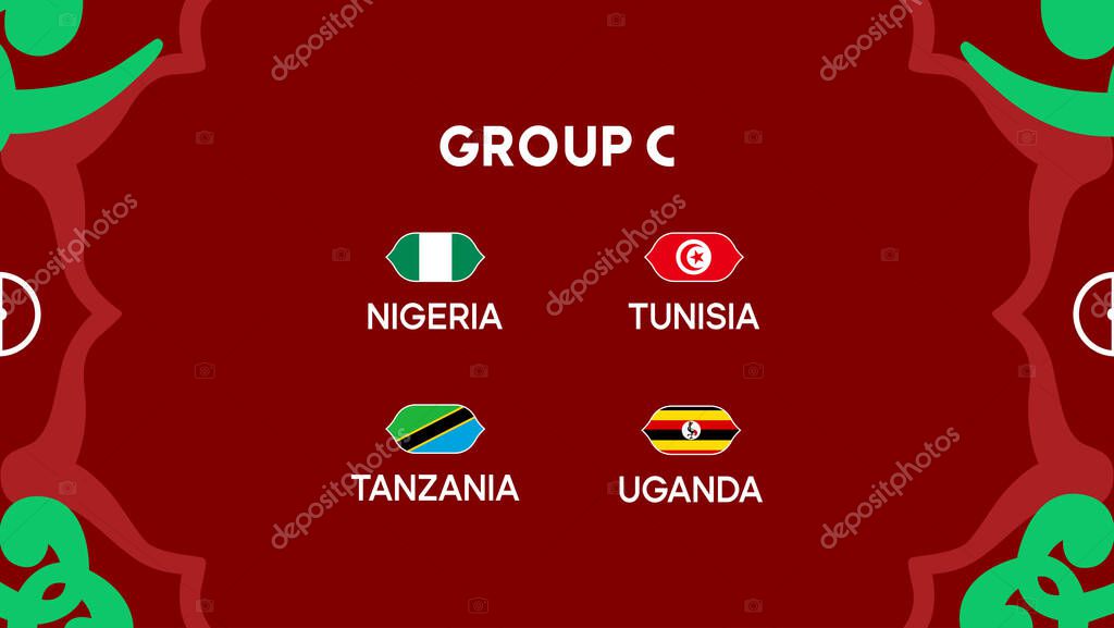 African Nations Morocco 2025 Teams Flags Group C Countries Design African Football Vector Illustration