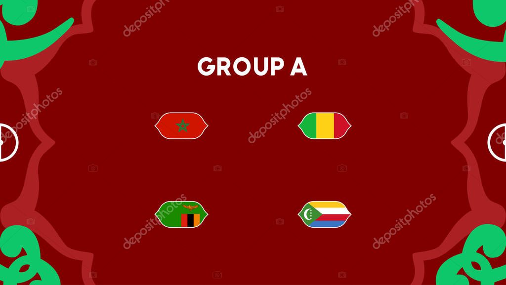 African Nations Morocco 2025 Group A Flags Teams Countries Design African Football Vector Illustration