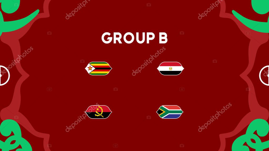 African Nations Morocco 2025 Group B Teams Flags Countries Design African Football Vector Illustration