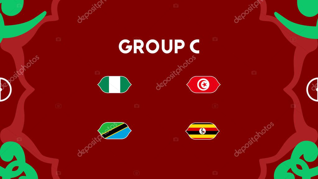 African Nations Morocco 2025 Group C Flags Teams Countries Design African Football Vector Illustration