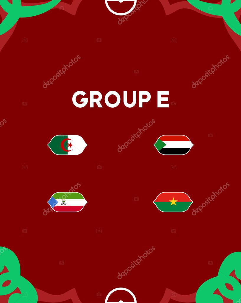 African Nations Morocco 2025 Group E Teams Flags Countries Design African Football Vector Illustration