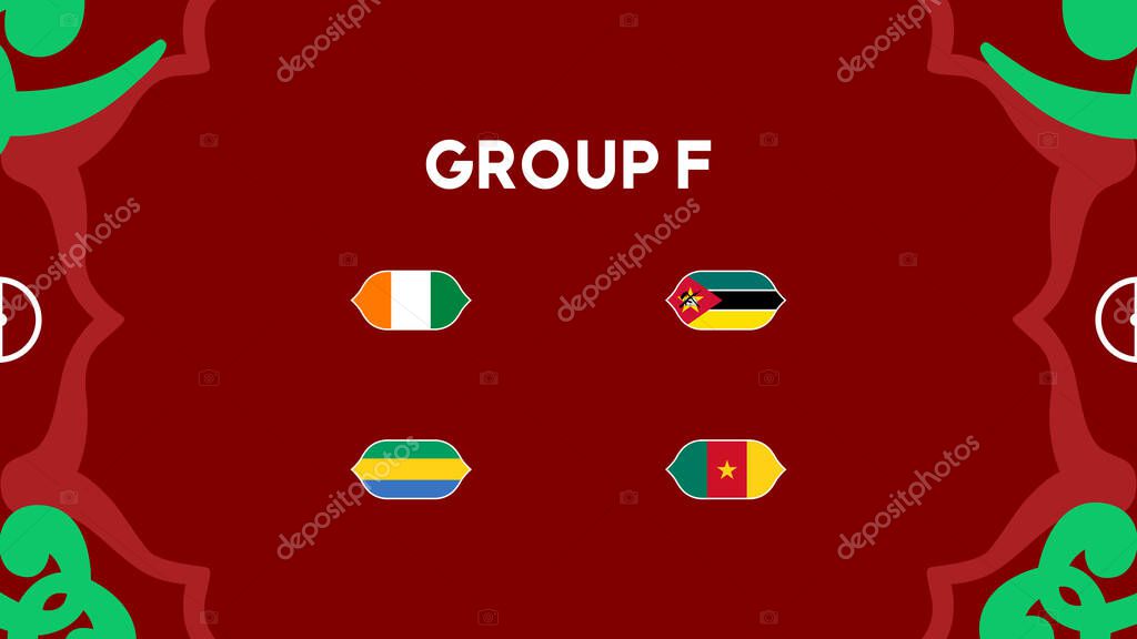 African Nations Morocco 2025 Group F Teams Flags Countries Design African Football Vector Illustration