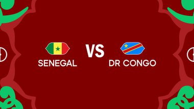 Senegal ve Kongo Afrika Ulusları Fas 2025 Takım Ülkeleri Afrika Futbol Sembolü Logo Tasarım Vektörü İllüstrasyonu