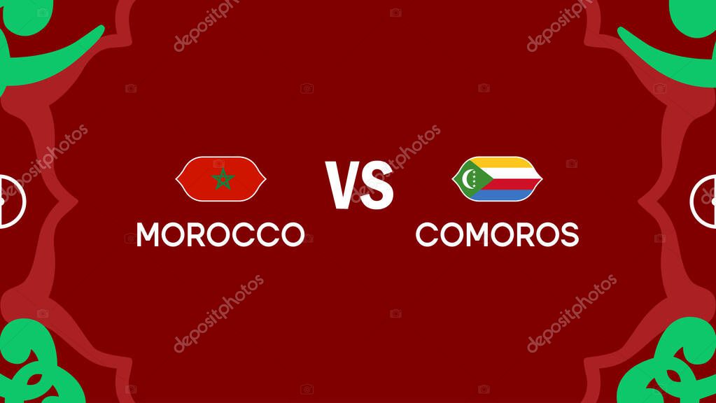 Morocco And Comoros African Nations Morocco 2025 Teams Flags Countries African Football Symbol Logo Design Vector Illustration