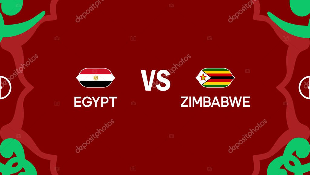 Egypt And Zimbabwe African Nations Morocco 2025 Teams Flags Countries African Football Symbol Logo Design Vector Illustration
